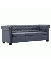 Trzyosobowa sofa Charlotte 3Q w stylu Chesterfield - szara w sklepie Edinos.pl