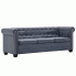 Trzyosobowa sofa Charlotte 3Q w stylu Chesterfield - szara