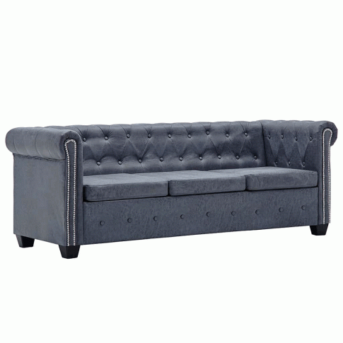 Zdjęcie produktu Trzyosobowa sofa Charlotte 3Q w stylu Chesterfield - szara.