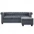 Szczegółowe zdjęcie nr 4 produktu Charlotte 4q Sofa Chesterfield w kształcie litery Jutlad sztuczny zamsz, szara