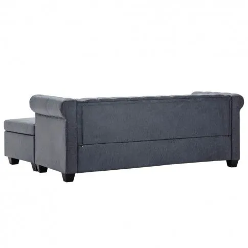 Szczegółowe zdjęcie nr 6 produktu Charlotte 4q Sofa Chesterfield w kształcie litery Jutlad sztuczny zamsz, szara