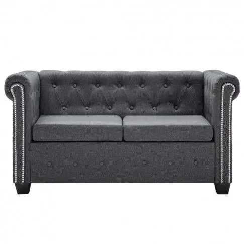 Szczegółowe zdjęcie nr 4 produktu Fernis Sofa 2-osobowa w stylu Chesterfield, materiałowa, ciemnoszara
