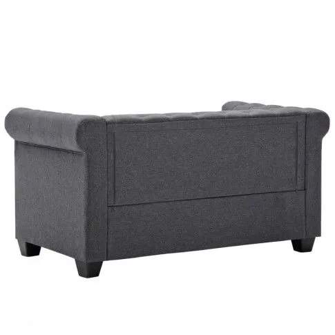 Szczegółowe zdjęcie nr 5 produktu Fernis Sofa 2-osobowa w stylu Chesterfield, materiałowa, ciemnoszara