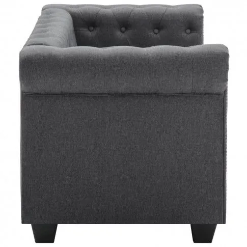 Szczegółowe zdjęcie nr 6 produktu Fernis Sofa 2-osobowa w stylu Chesterfield, materiałowa, ciemnoszara