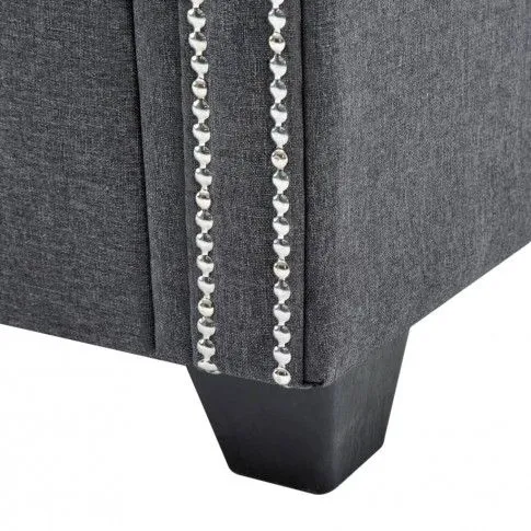 Szczegółowe zdjęcie nr 7 produktu Fernis Sofa 2-osobowa w stylu Chesterfield, materiałowa, ciemnoszara