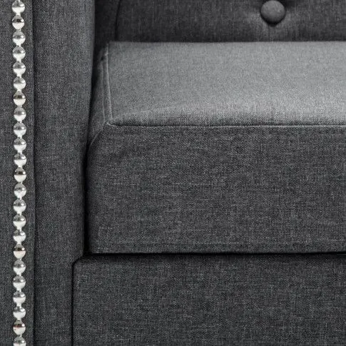 Zdjęcie charlotte 2Q Sofa 2-osobowa w stylu Chesterfield, materiałowa, ciemnoszara | Edinos.pl