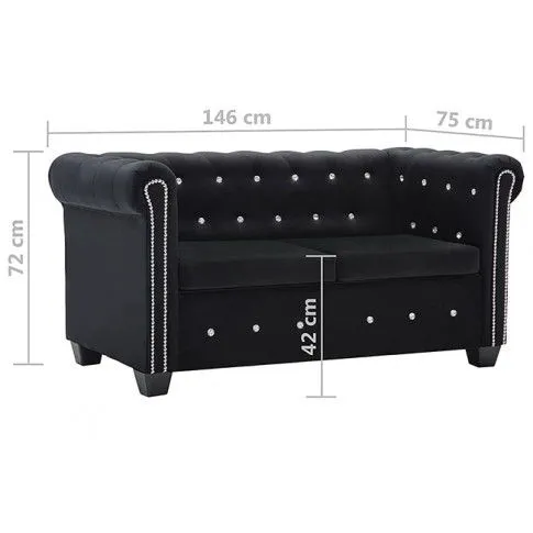 Zdjęcie sofa Charlotte 2Q, styl Chesterfield, czarna - sklep Edinos.pl