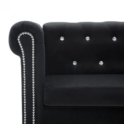 Szczegółowe zdjęcie nr 7 produktu Aksamitna sofa w stylu Chesterfield Xavier 2Q - czarna