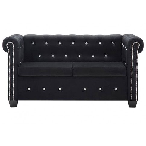 Szczegółowe zdjęcie nr 8 produktu Aksamitna sofa w stylu Chesterfield Charlotte 2Q - czarna