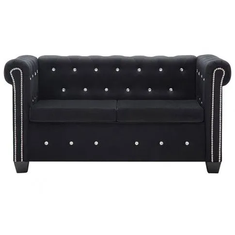 Szczegółowe zdjęcie nr 8 produktu Aksamitna sofa w stylu Chesterfield Xavier 2Q - czarna