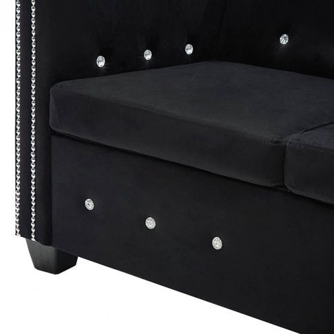 Szczegółowe zdjęcie nr 10 produktu Aksamitna sofa w stylu Chesterfield Charlotte 2Q - czarna