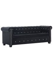 Aksamitna sofa w stylu Chesterfield Charlotte 3Q - czarna w sklepie Edinos.pl