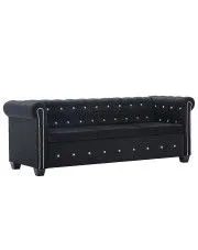 Aksamitna sofa w stylu Chesterfield Charlotte 3Q - czarna