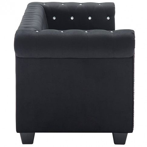 Fotografia Aksamitna sofa w stylu Chesterfield Charlotte 3Q - czarna z kategorii Kanapy i sofy