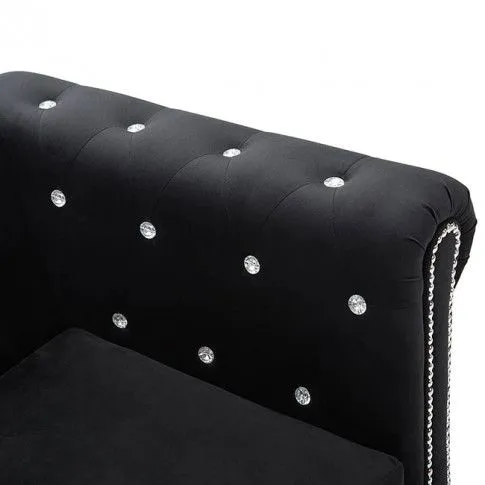 Zdjęcie sofa Charlotte 3Q w stylu Chesterfield, czarna | Edinos.pl