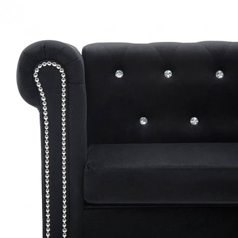 Szczegółowe zdjęcie nr 4 produktu Aksamitna sofa w stylu Chesterfield Charlotte 3Q - czarna