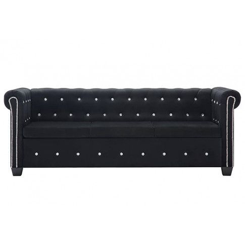 Szczegółowe zdjęcie nr 5 produktu Aksamitna sofa w stylu Chesterfield Charlotte 3Q - czarna