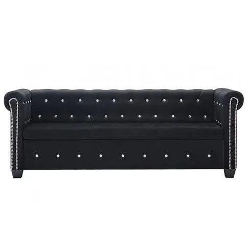 Szczegółowe zdjęcie nr 5 produktu Aksamitna sofa w stylu Chesterfield Aurelo 3Q - czarna