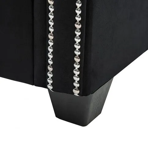 Szczegółowe zdjęcie nr 6 produktu Aksamitna sofa w stylu Chesterfield Aurelo 3Q - czarna