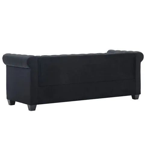 Szczegółowe zdjęcie nr 8 produktu Aksamitna sofa w stylu Chesterfield Aurelo 3Q - czarna