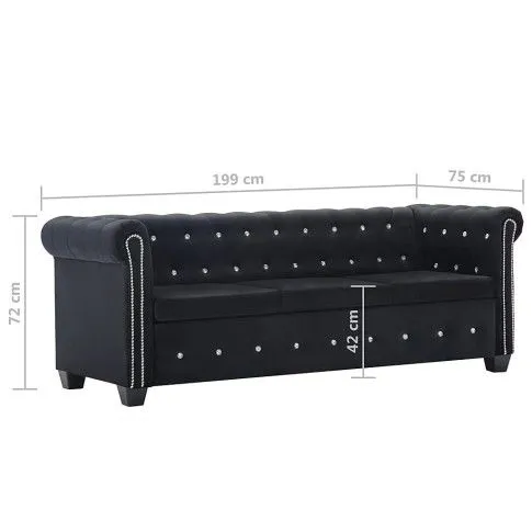 Szczegółowe zdjęcie nr 9 produktu Aksamitna sofa w stylu Chesterfield Aurelo 3Q - czarna
