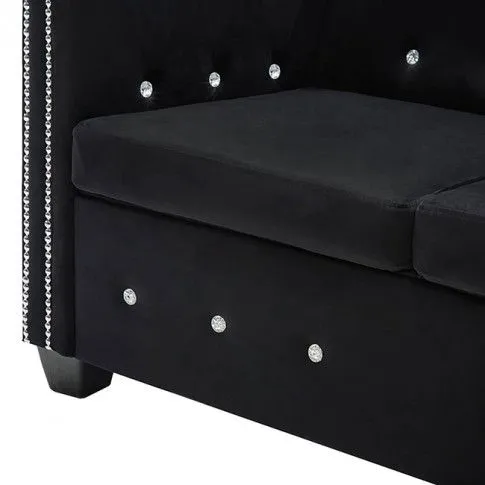 Szczegółowe zdjęcie nr 10 produktu Aksamitna sofa w stylu Chesterfield Aurelo 3Q - czarna