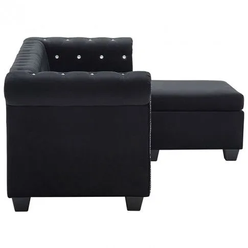 Szczegółowe zdjęcie nr 11 produktu Aksamitny narożnik  w stylu Chesterfield Xavier 4Q - czarny