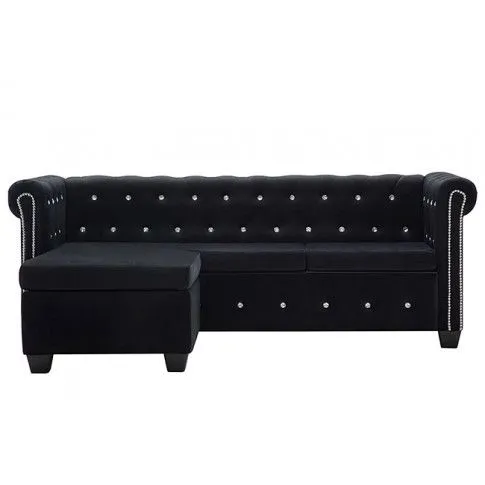 Szczegółowe zdjęcie nr 5 produktu Aksamitny narożnik  w stylu Chesterfield Xavier 4Q - czarny