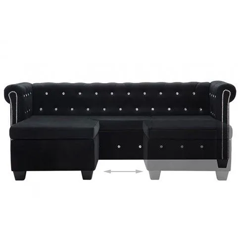 Szczegółowe zdjęcie nr 6 produktu Aksamitny narożnik  w stylu Chesterfield Xavier 4Q - czarny