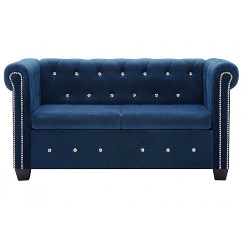 Szczegółowe zdjęcie nr 11 produktu Aksamitna sofa w stylu Chesterfield Charlotte 2Q - niebieska
