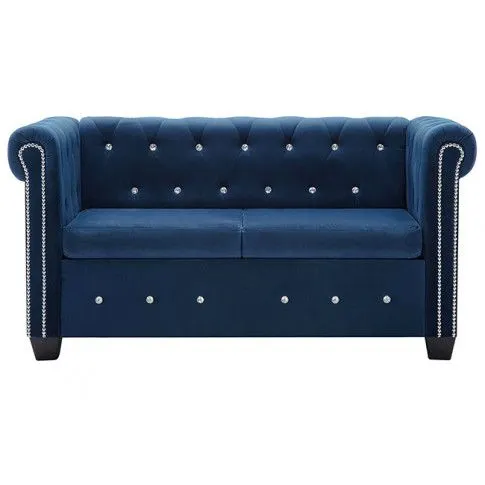 Szczegółowe zdjęcie nr 11 produktu Aksamitna sofa w stylu Chesterfield Xavier 2Q - niebieska