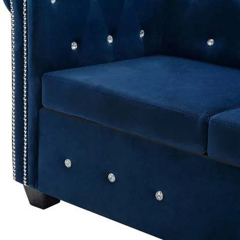 Fotografia Aksamitna sofa w stylu Chesterfield Xavier 2Q - niebieska z kategorii Kanapy i sofy