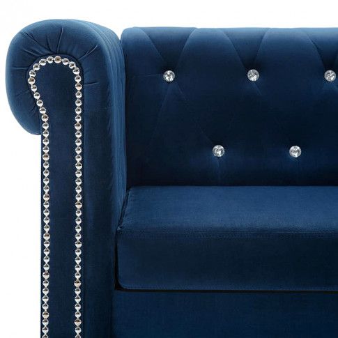 Szczegółowe zdjęcie nr 6 produktu Aksamitna sofa w stylu Chesterfield Charlotte 2Q - niebieska
