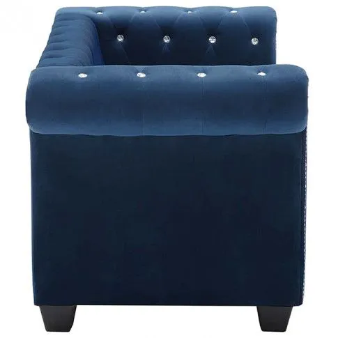 Szczegółowe zdjęcie nr 7 produktu Aksamitna sofa w stylu Chesterfield Xavier 2Q - niebieska