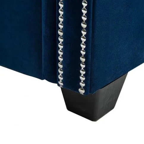 Szczegółowe zdjęcie nr 10 produktu Aksamitna sofa w stylu Chesterfield Xavier 2Q - niebieska
