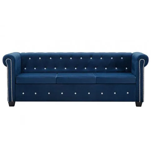 Szczegółowe zdjęcie nr 4 produktu Aksamitna sofa w stylu Chesterfield Charlotte 3Q - niebieska