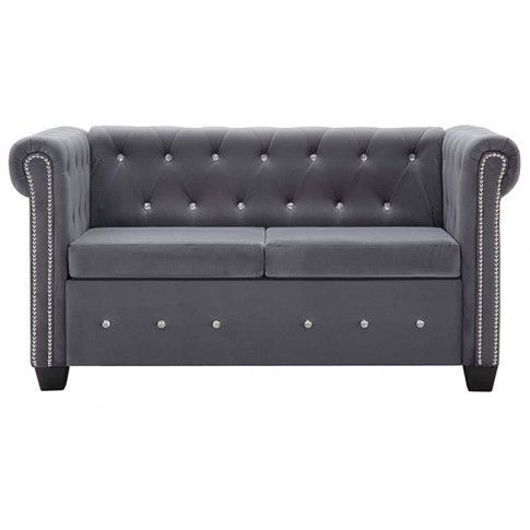 Szczegółowe zdjęcie nr 6 produktu Aksamitna sofa w stylu Chesterfield Charlotte 2Q - szara