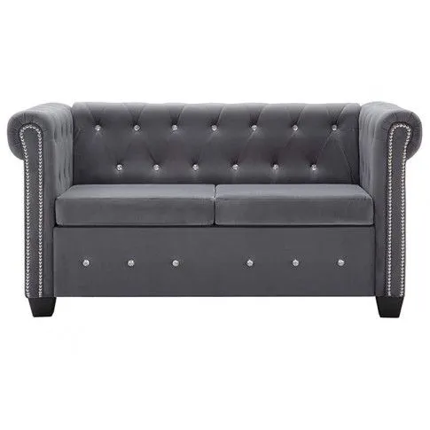 Szczegółowe zdjęcie nr 6 produktu Aksamitna sofa w stylu Chesterfield Xavier 2Q - szara