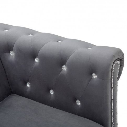 Szczegółowe zdjęcie nr 10 produktu Aksamitna sofa w stylu Chesterfield Charlotte 2Q - szara