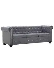 Aksamitna sofa w stylu Chesterfield Charlotte 3Q - szara