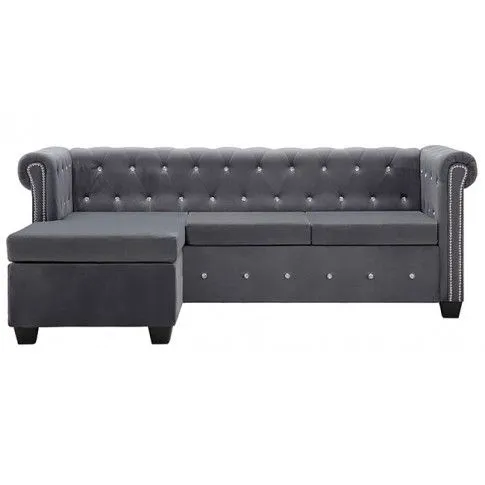 Zdjęcie sofa Charlotte 4Q w stylu Chesterfield, szara - w sklepie Edinos.pl