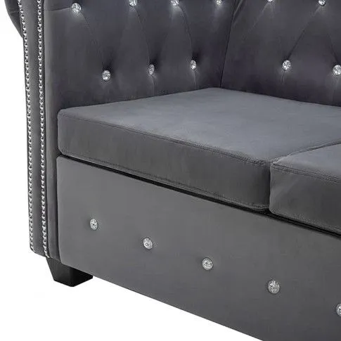 Szczegółowe zdjęcie nr 4 produktu Szary narożnik z leżanką w stylu Chesterfield - Xavier 4Q