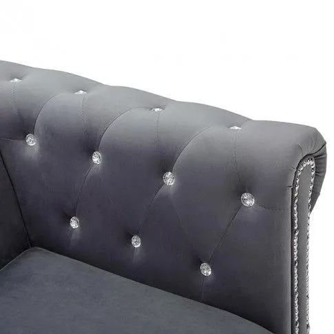 Szczegółowe zdjęcie nr 7 produktu Szary narożnik z leżanką w stylu Chesterfield - Xavier 4Q