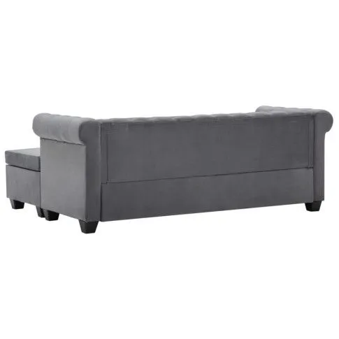 Szczegółowe zdjęcie nr 8 produktu Szary narożnik z leżanką w stylu Chesterfield - Xavier 4Q