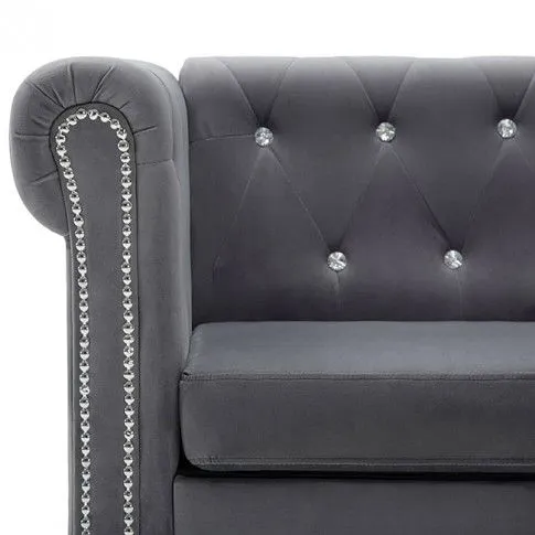 Szczegółowe zdjęcie nr 10 produktu Szary narożnik z leżanką w stylu Chesterfield - Xavier 4Q