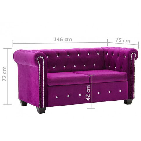 Szczegółowe zdjęcie nr 8 produktu Aksamitna sofa w stylu Chesterfield Charlotte 2Q - fioletowa