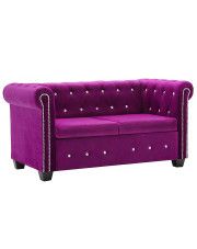 Aksamitna sofa w stylu Chesterfield Charlotte 2Q - fioletowa w sklepie Edinos.pl