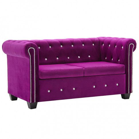 Zdjęcie produktu Aksamitna sofa w stylu Chesterfield Charlotte 2Q - fioletowa.
