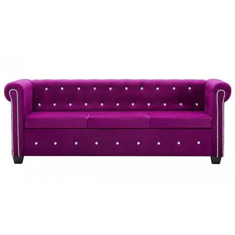 Fioletowa sofa Charlotte 3Q, Chesterfield