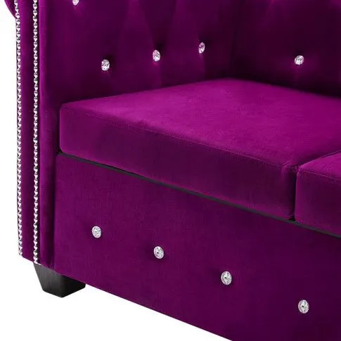 Fioletowa sofa Charlotte 3Q, Chesterfield